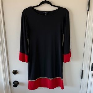 JBS Black and Red Dress with Gold Accent